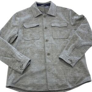 Alberto Zimni Shirt Jacket Mens Large Grey Glen Plaid‎ Button Up Knitted Wool